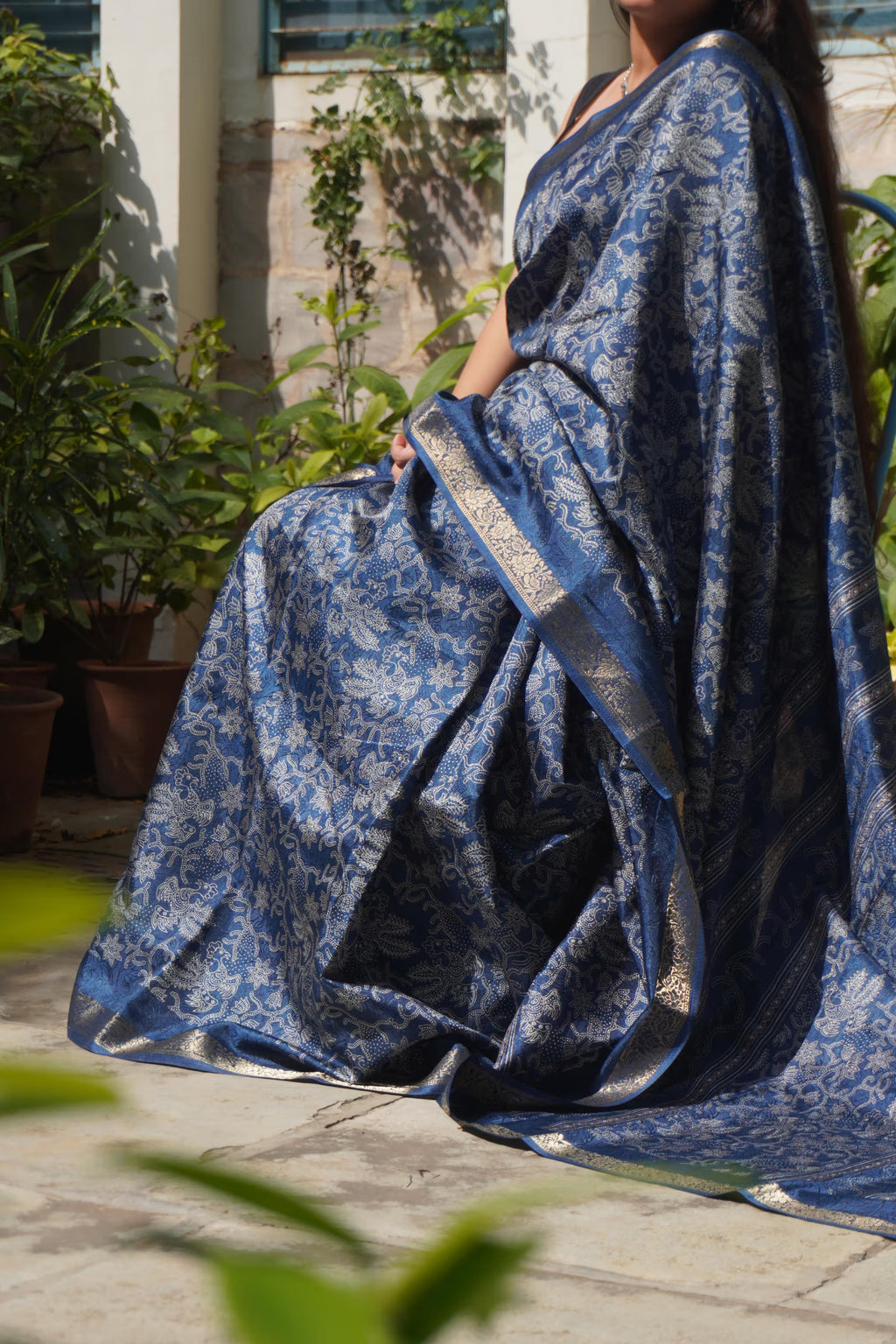 Ishori Royal Blue Silk Saree with Zari Work – Banarasi Style