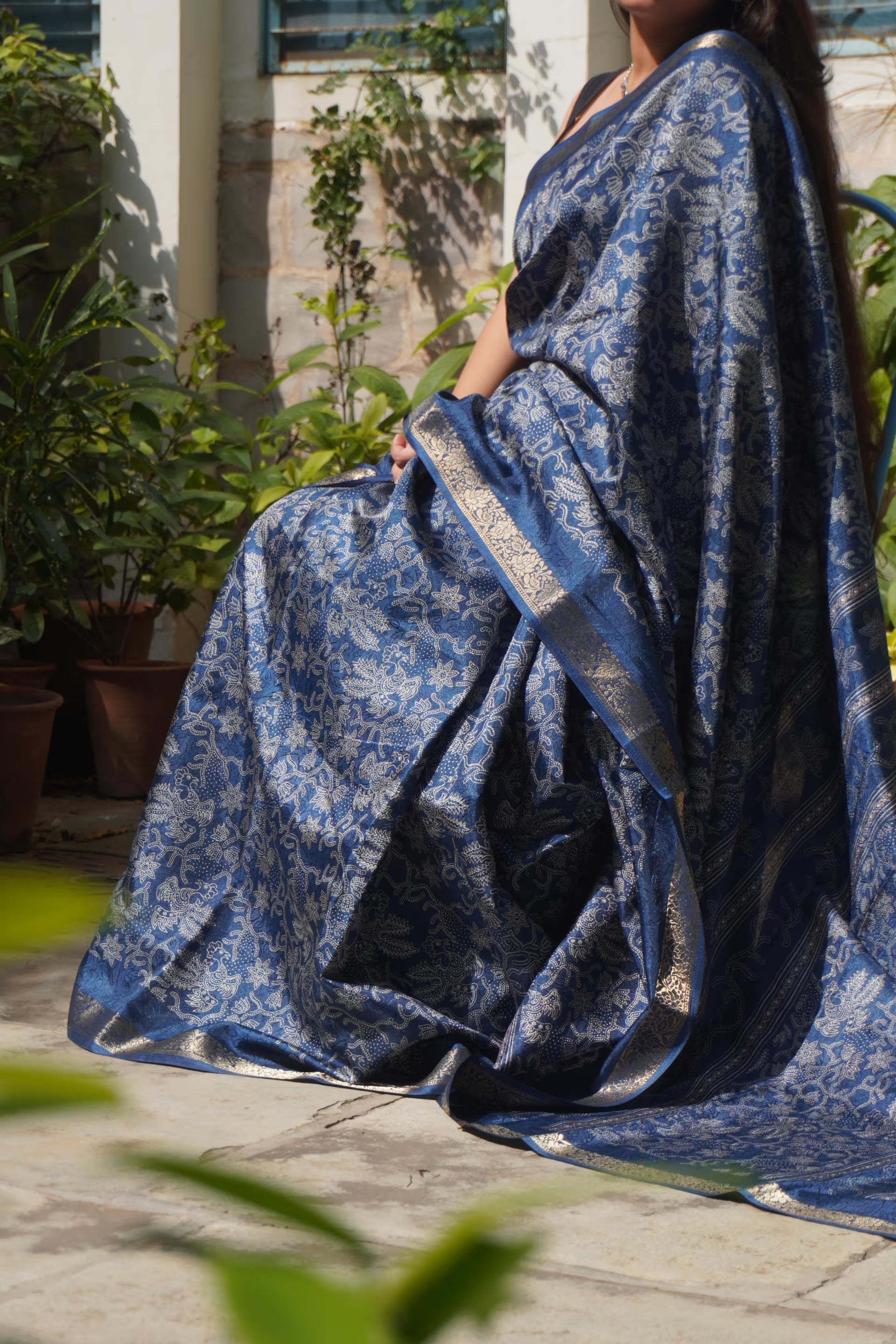 Ishori Royal Blue Silk Saree with Zari Work – Banarasi Style