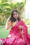Ishori Pink Silk Saree with Zari Work and Embroidery – Banarasi Look